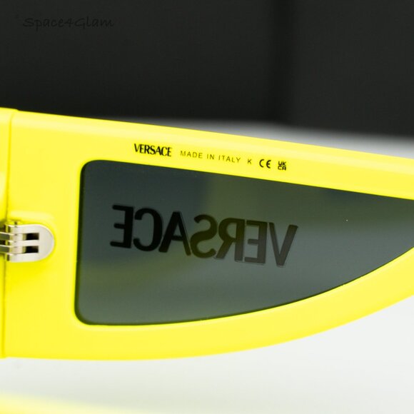 BRAND NEW Versace VE4482 544987 LOGO Yellow Grey Rectangular Unisex Sunglasses - Picture 7 of 8
